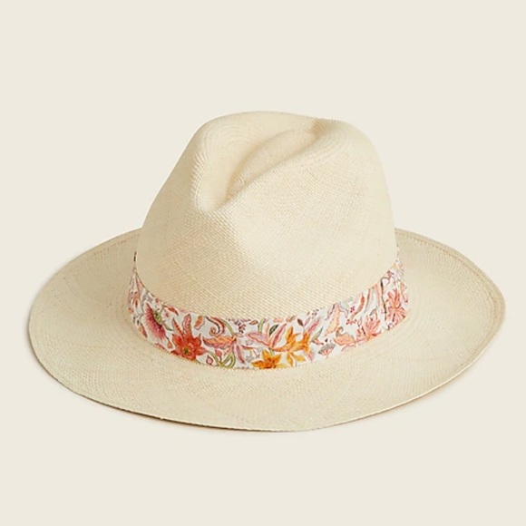 J Crew / Liberty Panama Straw Hat with Ribbon